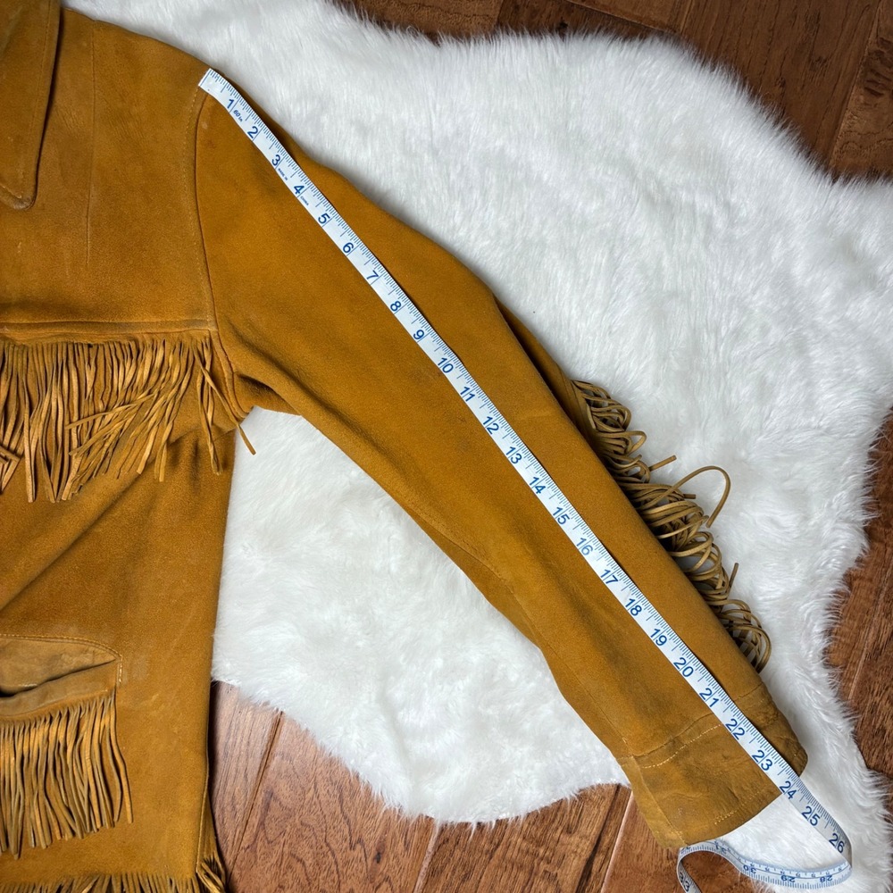 True Vintage 1940s 50s Western Buckskin Fringe‎ Jacket Conmar rectangular zip - Picture 16 of 16